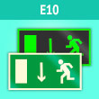 Знак E10 «Указатель двери эвакуационного выхода (левосторонний)» (фотолюм. пленка, 300х150 мм)
